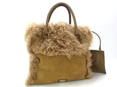 ■新品同様■ ESCADA エスカーダ スエード×ファー トートバッグ ハンドバッグ レディース ブラウン系 HA1219のサムネイル