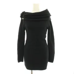 ザラ ZARA ニットワンピース ミニ オフショルダー オフショル 長袖 パール XS 黒 ブラック 3653/004/800 /YT