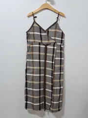 プラス SQ レディース チェック パターン 茶色 カラー ワンピース