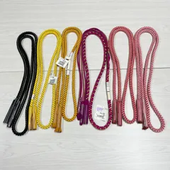 【未使用品】6本セット　帯締め　組紐　くみひも　丸組　正絹　絹100％　フォーマル　金ライン　（丸15）