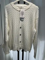 オールザットイブル 白 ケーブル編み ニット カーディガン(ユニセックス)