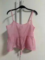 ピンク シフォン リボン ノースリーブ