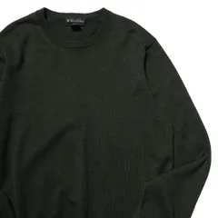 90's 00's ブルックスブラザーズ クルーネック メリノウール ニットセーター (L) 濃緑 無地 ストレッチ 90年代 旧タグ オールド アメリカ古着 USED ビンテージ ヴィンテージのサムネイル
