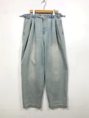 Bleme ブレム ヘビーツイル ワイドストレート ダブルインタック グルカ デニムパンツ sizeM/水色 ■■ メンズ