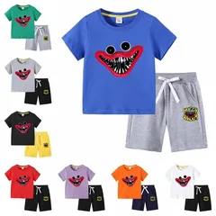 ハギーワギー ポピープレイタイム 子供服 セットアップ キッズ 上下セット 2点セット コットン 半袖Tシャツ トップス ハーフパンツ 　通学着 通園着