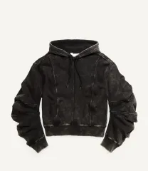 XS)H&M グレンマーティンズ ロゴ フーディー Tシャツ ダークブラウン