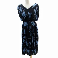 ストロベリーフィールズ STRAWBERRY-FIELDS ICHIE ワンピース ロング丈 ノースリーブ Vネック 総柄 紺 ネイビー 青 ブルー /SM18