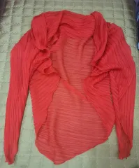 シャーリング シースルー カーディガン レッド