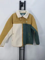 アディダス フリース キルティング シェルパ シープスキン ボア ジャケット ベージュ グリーン 白 s