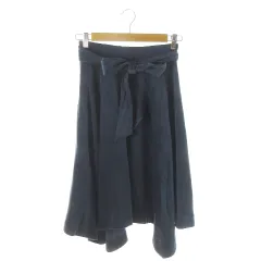 カージュ Khaju スカート コーデュロイ フレア ミモレ ロング ヘムライン リボン 薄手 紺 ネイビー /AO25のサムネイル