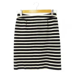 シンシアローリー CYNTHIA ROWLEY スカート タイト ミニ コットン ジャージー素材 ストレッチ ボーダー 2 黒 ブラック /CK14のサムネイル