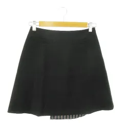 ルビーリベット Rubyrivet スカート 台形 ミニ レイヤード 切替 スリット バックフリル ストライプ 36 黒 ブラック /AO9