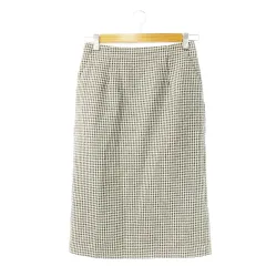 ナチュラルビューティーベーシック NATURAL BEAUTY BASIC スカート タイト ナロー ミモレ ロング ツイード ウール混 バックスリット 千鳥格子 M グレー /CK10