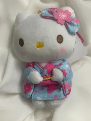 サンリオ 起毛 kimono hello kitty(ハローキティ) スカイ マスコット ぬいぐるみ キーリング ぬい