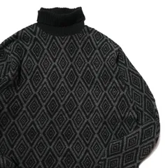 00's ギャップ GAP タートルネック ラムウール ニットセーター (L) 黒×灰 総柄 ブラック 無地 00年代 旧タグ オールド 紺タグ 2001年製 アメリカ古着 USED ビンテージ ヴィンテージのサムネイル