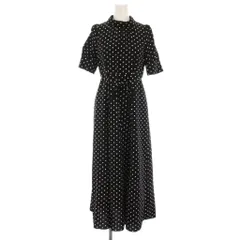 ナチュラルビューティーベーシック NATURAL BEAUTY BASIC ワンピース ロング マキシ丈 ドット 半袖 PS 黒 ブラック /YM ■MA