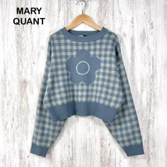 MARY QUANT × PUBLUX マリークヮント パブリュクス ギンガムチェック デイジー ジャガード ニット ロングスリーブ セーター  ブルー レディース トップス