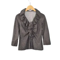 ナラカミーチェ NARA CAMICIE カットソー 長袖 フリル シャツブラウス 0 黒 ブラック 灰色 グレー 30-81-32-101 ■FF