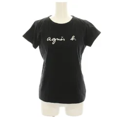 アニエスベー agnes b. Tシャツ カットソー 1 黒 ブラック ロゴプリント ラウンドネック 半袖 /HN