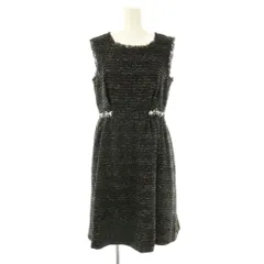 ジルバイジルスチュアート JILL by JILLSTUART ワンピース ひざ丈 ノースリーブ ツイード ビジュー装飾 ラメ M ミックスブラック /ES