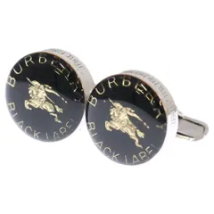 BURBERRY BLACK LABEL (バーバリー ブラックレーベル) ロゴ刻印 カフス ブラック/ゴールド/シルバー