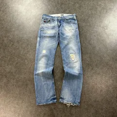 ENERGIE Denim Jeans Y2K エナジー デニムパンツ ジーンズ ジーパン ストレート ジップフライ USED/ヴィンテージ加工 グランジ W33 33×34のサムネイル