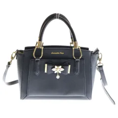 Samantha Vega (サマンサベガ) ストーンチャーム付き ロゴデザイン レザー インナーポーチ付き 2WAY ハンドバッグ ショルダー ブラック