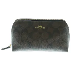 COACH (コーチ) シグネチャーロゴ ジップアップ メイクポーチ レディース ブラウン F53385