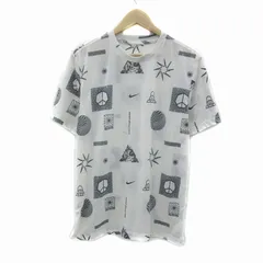 ナイキ NIKE Tシャツ カットソー 半袖 ラウンドネック 総柄 L 白 ホワイト 紺 ネイビー /YS26