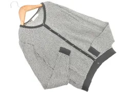 earth music&ecology アースミュージック＆エコロジー チェック カーディガン sizeM/白ｘ黒 ■◇ レディース