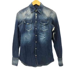 DSQUARED2 デニムシャツ ウエスタン ダメージ加工 インディゴブルー40 DSQUARED2 デニムシャツ ウエスタン ダメージ加工 インディゴブルー40