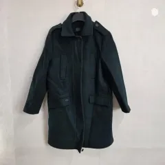 ラコステ レディース 95サイズ グリーン ジップアップ ウール ロングコート M3929