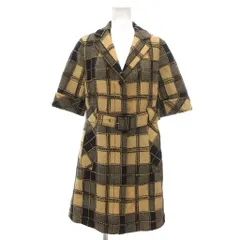 ミラショーン mila schon ワンピース ジャケット テーラード 42 ひざ丈 半袖 チェック柄 ツイード 黄 イエロー 黒 ブラック /NU 