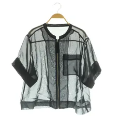 ジェナ エスパスメルヴェイユ Jena espace merveilleux シアージャケット 半袖 ジップアップ F ブラック /MY ■OS