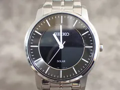 【美品・ソーラー】SEIKO セイコー 腕時計 V181-0BK0 シルバー 稼働品
