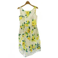 チェスティ Chesty ノースリーブひざ丈ワンピース 花柄 0 ブルーグレー 黄色 イエロー /SS ■OS