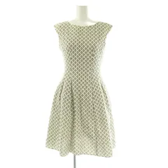 アナイ ANAYI ワンピース 膝丈 ノースリーブ 総柄 36 白 黒 /DO