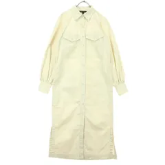 Banana Republic バナナリパブリック 長袖 スナップ コットン ワーク ロングワンピース XS ライトベージュ レディース 古着