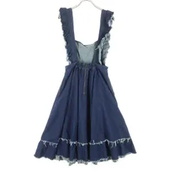 未使用 merry jenny メリージェニー デニム ジャンパースカート F ブルー ミモレ丈 レディース 古着