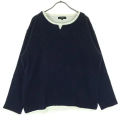 美品 BEAMS HEART ビームスハート 長袖 レイヤード風 カットソー XL ネイビー レディース 古着