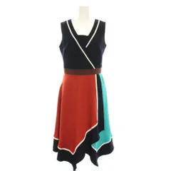 ラブレス LOVELESS ノースリーブ ワンピース ひざ丈 34 紺 ネイビー オレンジ 茶色 水色 62J70-715-28 /YM ■MA