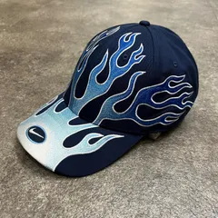 未使用 NIKE CLUB CAP STRUCTURED OG FLAME CAP フレイムキャップ 刺繍ロゴ 帽子 ナイキ HV6642-410 ブルー F （13036M）