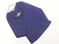 新品 axes femme アクシーズファム レース 切替 フラワーモチーフ プルオーバー カットソー sizeM/紺 ■◇ レディース