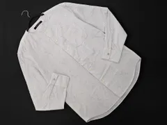 nano universe ナノユニバース 総柄 ノーカラー シャツ sizeM/白ｘ水色 ■◇ メンズ