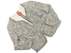 Des Pres デプレ トゥモローランド 綿麻 ツイード ノーカラー ジャケット size1/白ｘ黒 ■◇ レディース