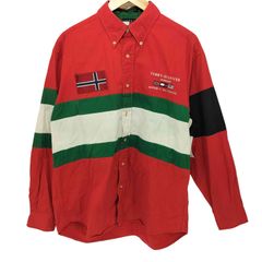 トミーヒルフィガー TOMMY HILFIGER フラッグ刺繍ロゴ ボタンダウン ロングスリーブシャツ メンズ  L