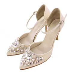 グレースコンチネンタル GRACE CONTINENTAL ストラップパンプス アンクル ポインテッドトゥ ハイヒール ビジュー 装飾 38 ベージュ /BB