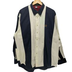 トミーヒルフィガー TOMMY HILFIGER エンブレム刺繍ロゴ ボタンダウン ロングスリーブシャツ メンズ  XL