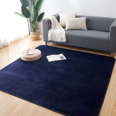 【新着商品】Keusnix カーペット ラグ ラグマット滑り止め付 洗える 185×185cm 約2畳 絨毯 防ダニ 抗菌 防臭 オールシーズン快適に使用 床暖房 ホットカーペット対応 ふわふわ肌触り フランネルラグ 無地 ネイビー