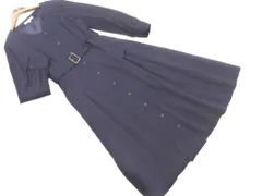 NATURAL BEAUTY BASIC ナチュラルビューティーベーシック ベルト付き Aライン ワンピース sizeS/紺 ■◇ レディース